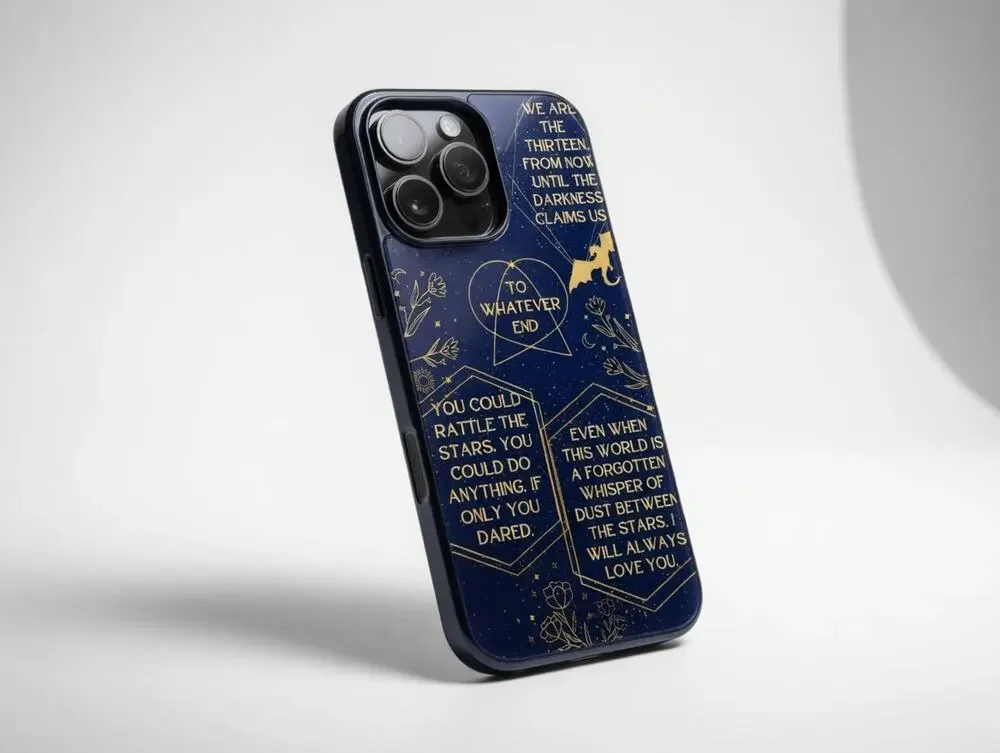 Aesthetic Celestial Quote Phone Case – Dark Blue with Gold Foil